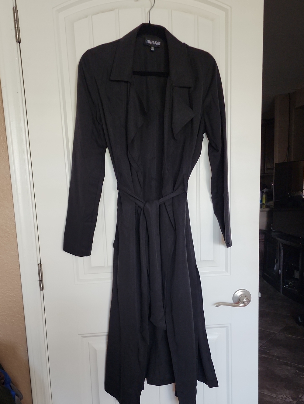 Current Mood Black Long Sleeve Wrap Trench Jacket